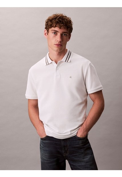 Polo Gris De Piqué Con Ribetes En Contraste Calvin Klein