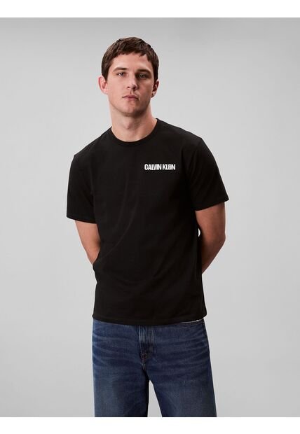 Camiseta Negra De Algodón Con Gráfico 3D Calvin Klein