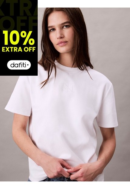 Camiseta Blanca Interlock Con Emblema CK Calvin Klein