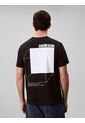 Camiseta Negra De Algodón Con Gráfico 3D Calvin Klein de Calvin Klein