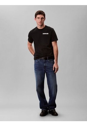 Camiseta Negra De Algodón Con Gráfico 3D Calvin Klein