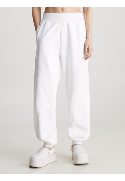 Pantalón Blanco Blanco Blanco De Chándal Holgado Con Monograma Calvin Klein