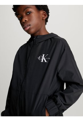 Cortavientos Niño Negro Negro Essential Con Capota Calvin Klein