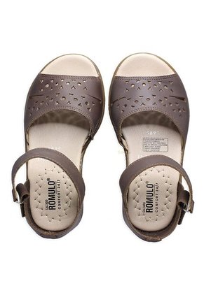 Sandalia Romulo Dama Cuero Graso Ajuste Velcro Tacón Corrido