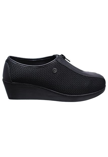 Zapato Mocasín Cremallera En Capellada Cuero Por Textil