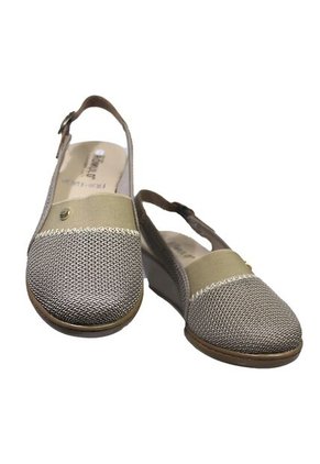 Sandalia Romulo Beige Para Dama Tacón Playero