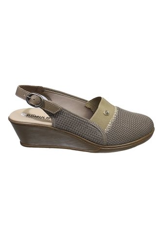 Sandalia Romulo Beige Para Dama Tacón Playero CALZADO ROMULO