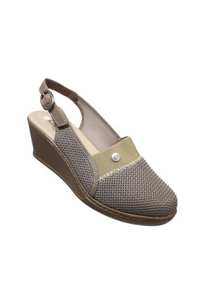 Sandalia Romulo Beige Para Dama Tacón Playero