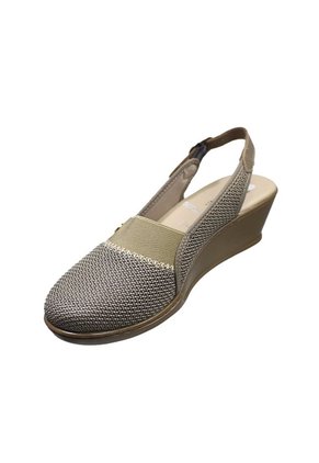 Sandalia Romulo Beige Para Dama Tacón Playero