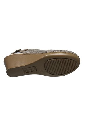 Sandalia Romulo Beige Para Dama Tacón Playero