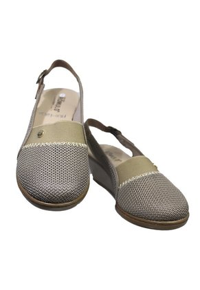 Sandalia Romulo Beige Para Dama Tacón Playero