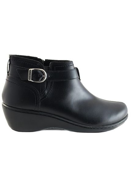 Botin Romulo Cuero Dama Hebilla Decorativa Tacon Corrido