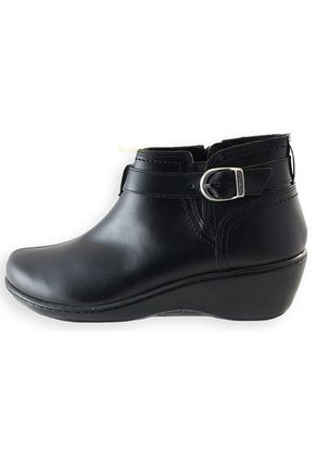 Botin Romulo Cuero Dama Hebilla Decorativa Tacon Corrido