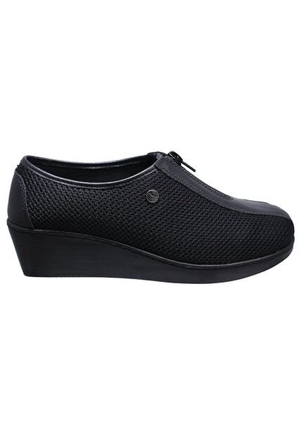 Zapato Mocasín Cremallera En Capellada Cuero Por Textil