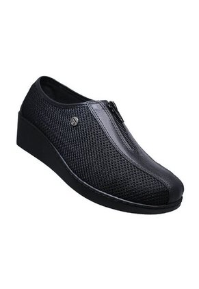 Zapato Mocasín Cremallera En Capellada Cuero Por Textil