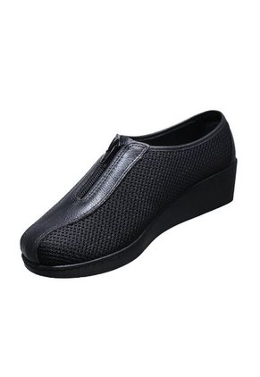 Zapato Mocasín Cremallera En Capellada Cuero Por Textil