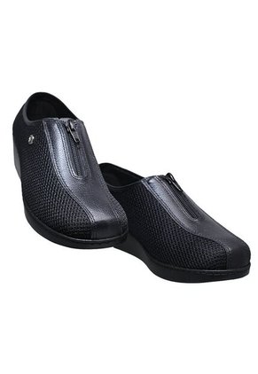 Zapato Mocasín Cremallera En Capellada Cuero Por Textil