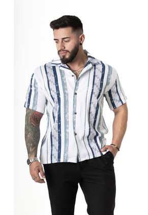 Camisa Box Fit Lineas Azules