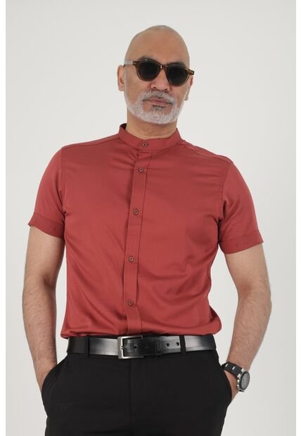 Camisa Seda Fria Terracota Deusero