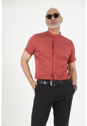 Camisa Seda Fria Terracota Deusero