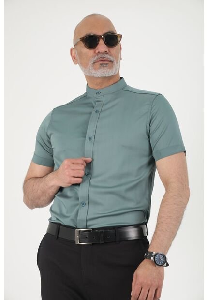 Camisa Seda Fria Verde Medio Deusero