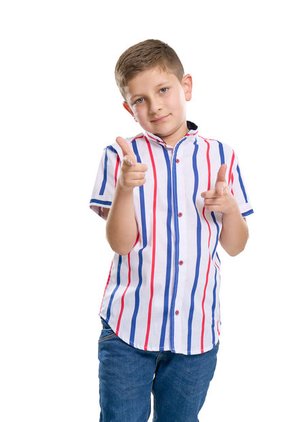 Camisa Niño Rayas Azul Y Roja Deusero