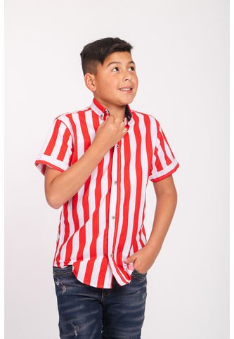 Camisa Niño Rayas Clasicas Rojas Deusero Camisas Deusero