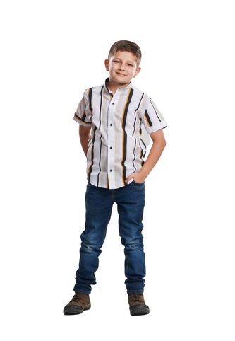 Camisa Niño Rayas  Mostaza Y Negro Deusero Camisas Deusero