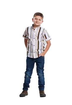 Camisa Niño Rayas  Mostaza Y Negro Deusero