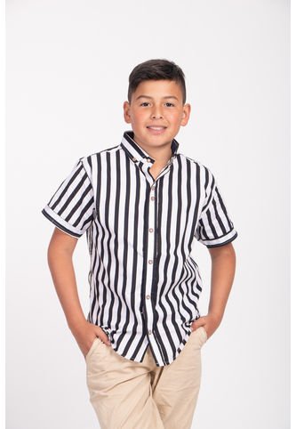 Camisa Niño Rayas Delgadas Negro  Deusero Camisas Deusero