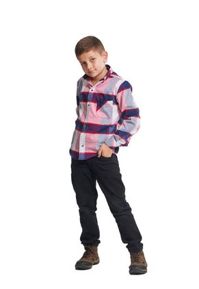 Camisa Leñadora Niño Roja Con Azul Deusero