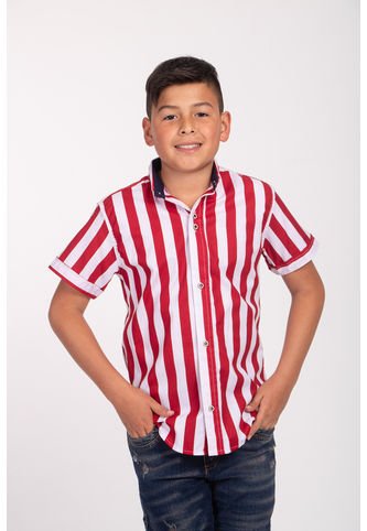 Camisa Niño Rayas Clasicas Vinotinto  Deusero Camisas Deusero