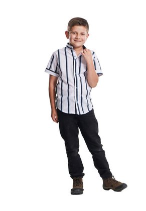 Camisa Niño Rayas Azul Medio Deusero