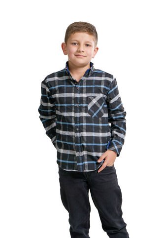 Camisa Leñadora Niño Negra Y Gris Deusero Camisas Deusero