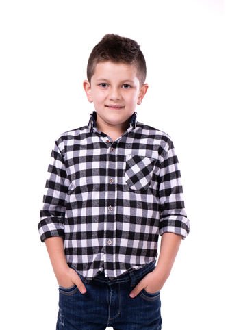 Camisa Leñadora Niño Cuadro Pequeño Blanco Y Negro Deusero Camisas Deusero