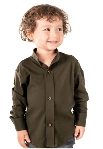 Camisa Manga Larga Niño Verde Militar Deusero Camisas Deusero