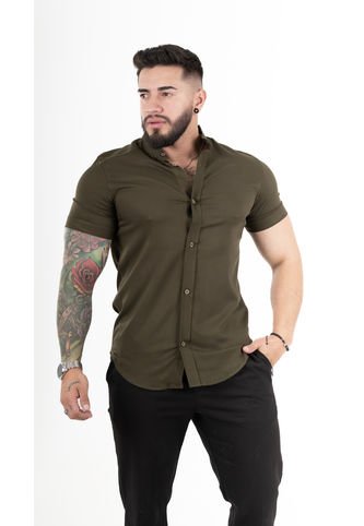 Camisa Chalis Verde Militar Camisas Deusero