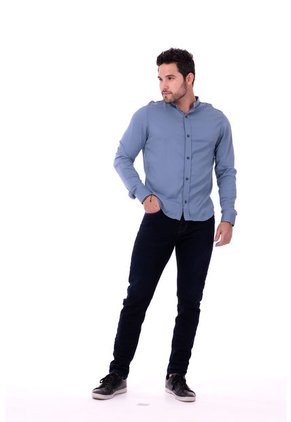 Camisa Chalis Manga Larga Azul Medio Deusero