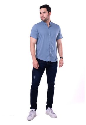 Camisa Chalis Azul Medio Medio Deusero