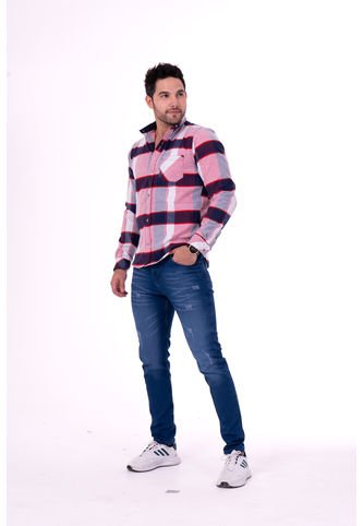 Camisa Leñadora Roja Con Azul Deusero Camisas Deusero