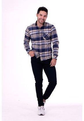 Camisa Leñadora Azul Y Beige Deusero