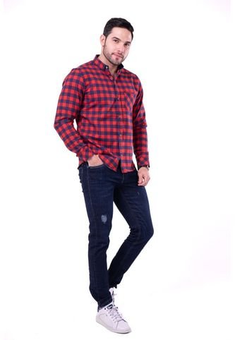 Camisa Leñadora Roja Y Azul Oscuro Deusero Camisas Deusero