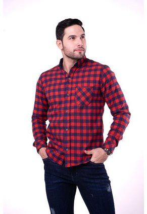 Camisa Leñadora Roja Y Azul Oscuro Deusero