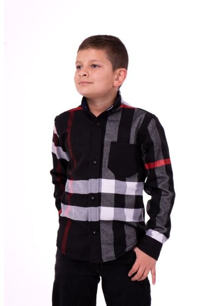 Camisa Leñadora Niño Negra Y Roja Deusero