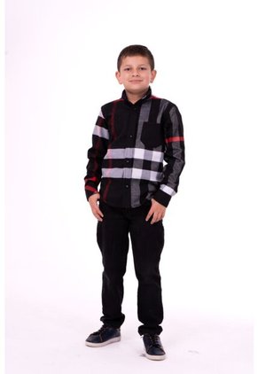 Camisa Leñadora Niño Negra Y Roja Deusero