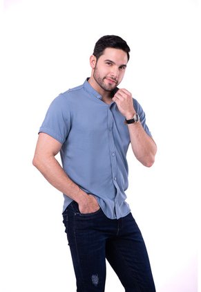 Camisa Chalis Azul Medio Medio Deusero