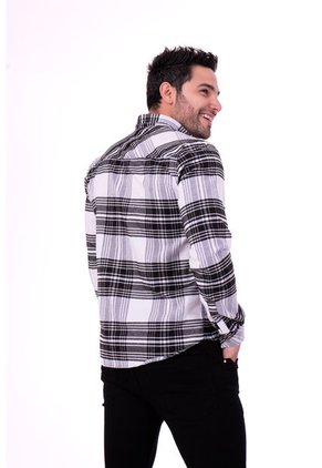 Camisa Leñadora Blanco Y Negro Deusero