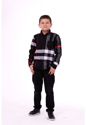 Camisa Leñadora Niño Negra Y Roja Deusero