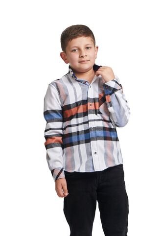 Camisa Leñadora Niño Multicolor Naranja Deusero Camisas Deusero