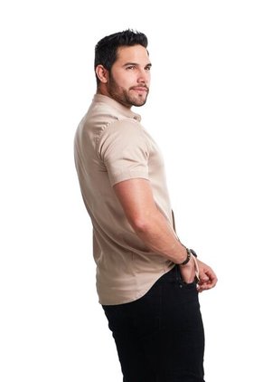 Camisa Seda Fria Beige Deusero